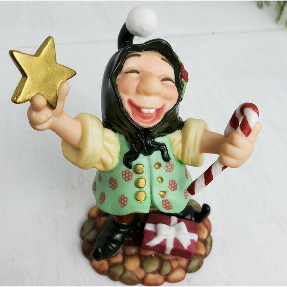 VTG Jolly Elf Figure Laughing Elves Collection Christmas Troll Star Candy Cane - Picture 3 of 8